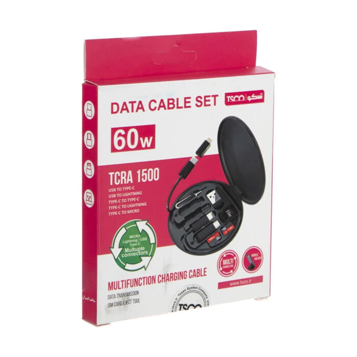 کابل تبدیل USB-C به USB-C / لایتنینگ / USB / micro USB تسکو مدل TCRA 1500 کابل تبدیل USB-C به USB-C / لایتنینگ / USB / micro USB تسکو مدل TCRA 1500